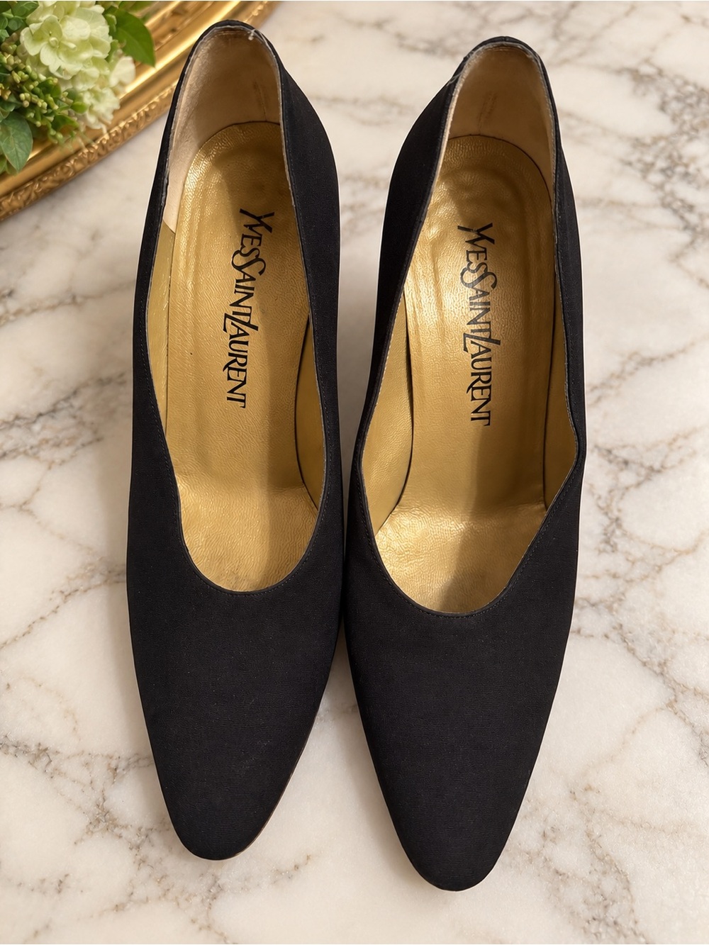 Vintage Yves Saint Laurent YSL Black Pumps Heels Made in Italy Women’s Size 6.5